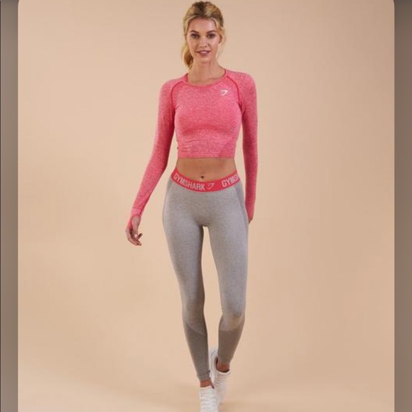 Gymshark Flex Leggings Grey With Pink 